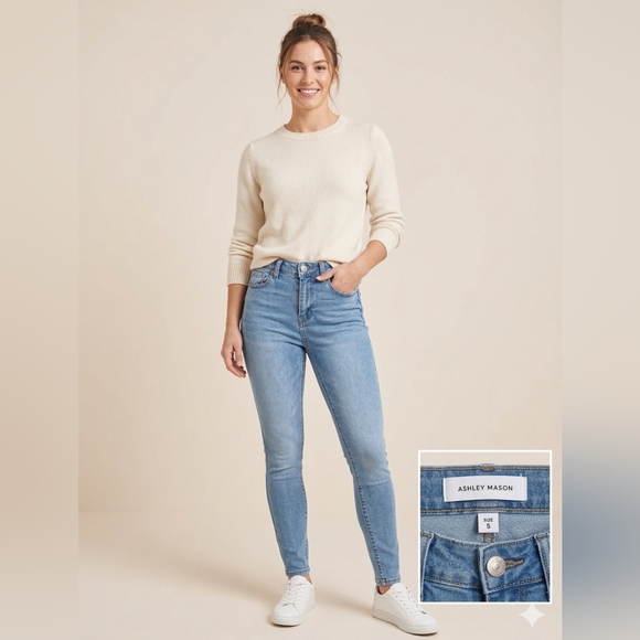 Ashley Mason Denim - Ashley Mason High-Rise Light Blue Skinny Jeans - Women